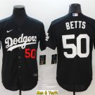 men's & youth Baseball Team Uniform #50 Mookie Betts Jerseys Black Turn Back The Clock Shirts