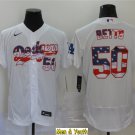 men's & youth Baseball Team Uniform #50 Mookie Betts Jerseys White USA Flag Fashion FlexBase Shirts