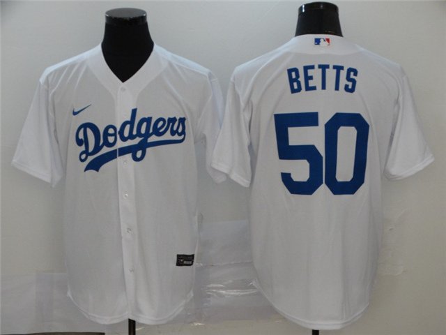 men's Baseball Team Uniform #50 Mookie Betts Jerseys White Home CoolBase League adults Shirts