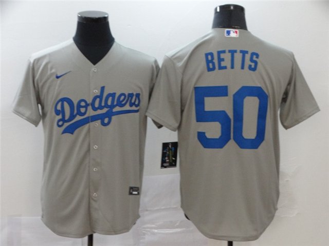 men's Baseball Team Uniform #50 Mookie Betts Jerseys Gray Road CoolBase League adults Shirts