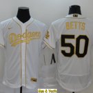 men's & youth Baseball Team Uniform #50 Mookie Betts Jerseys White Golden Edition FlexBase Shirts