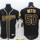 men's & youth Baseball Team Uniform #50 Mookie Betts Jerseys Black Golden Edition FlexBase Shirts