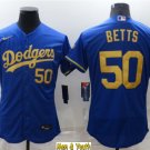 men's & youth Baseball Team Uniform #50 Mookie Betts Jerseys Royal Gold FlexBase League Shirts