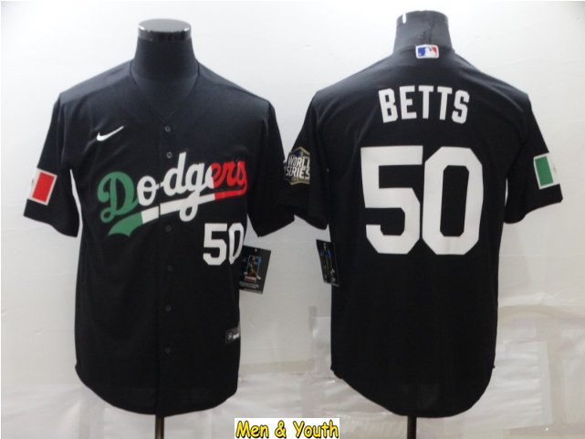 men's & youth Baseball Team Uniform #50 Mookie Betts Jerseys Black Mexico CoolBase League Shirts