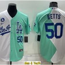 men's & youth Baseball Team Uniform #50 Mookie Betts Jerseys 2022 All-Star White/Green Split Shirts