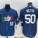 men's & youth Baseball Team Uniform #50 Mookie Betts Jerseys Blue Pinstripe Mexico CoolBase Shirts