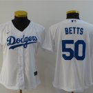 women's Baseball Team Uniform #50 Mookie Betts Jerseys White Home CoolBase League ladys Shirts