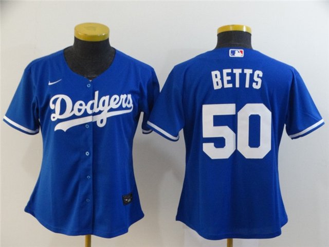 women's Baseball Team Uniform #50 Mookie Betts Jerseys Royal Alternate CoolBase League ladys Shirts