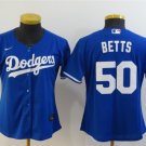 women's Baseball Team Uniform #50 Mookie Betts Jerseys Royal Alternate CoolBase League ladys Shirts