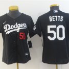 women's Baseball Team Uniform #50 Mookie Betts Jerseys Black Turn Back The Clock ladys Shirts