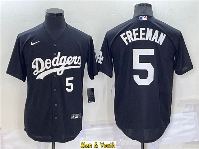 men's & youth Baseball Team Uniform #5 Freddie Freeman Jerseys Black Turn Back The Clock Shirts