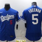 men's & youth Baseball Team Uniform #5 Freddie Freeman Jerseys Royal Alternate FlexBase Shirts