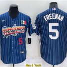 men's & youth Baseball Uniform #5 Freddie Freeman Jerseys Rainbow Blue Stripe Mexico CoolBase Shirts