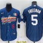 men's & youth Baseball Uniform #5 Freddie Freeman Jerseys Rainbow Blue Stripe Mexico CoolBase Shirts