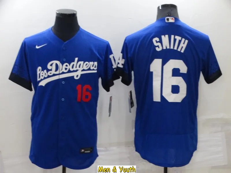 men's & youth Baseball Team Uniform #16 Will Smith Jerseys Royal City Connect FlexBase League Shirts