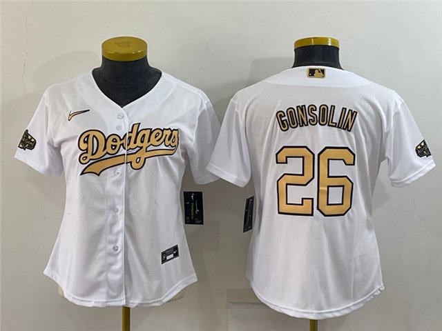 women's Baseball Uniform #26 Tony Gonsolin Jerseys White 2022 All-Star Game CoolBase ladys Shirts