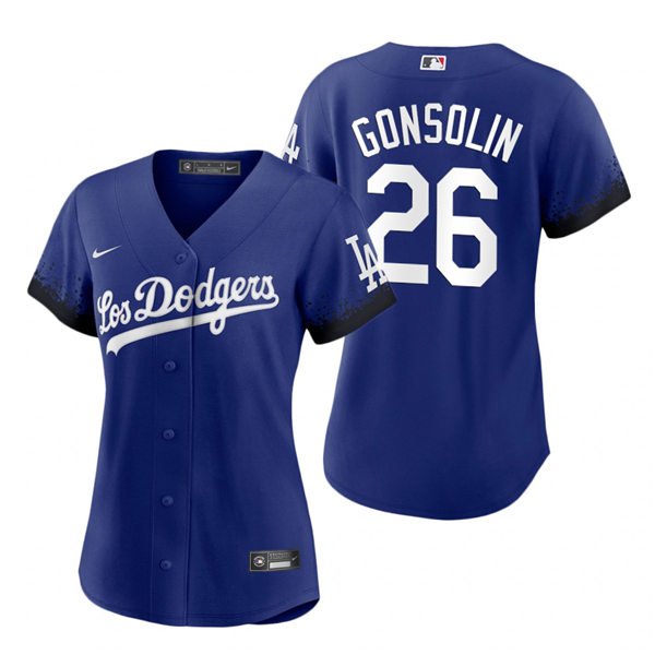 women's Baseball Uniform #26 Tony Gonsolin Jerseys Royal City Connect CoolBase League ladys Shirts