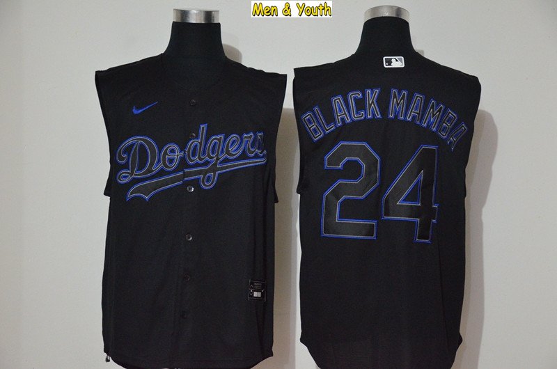 men's & youth Baseball Team Uniform #24 Black Mamba Jerseys Kobe Bryant Sleeveless Shirts