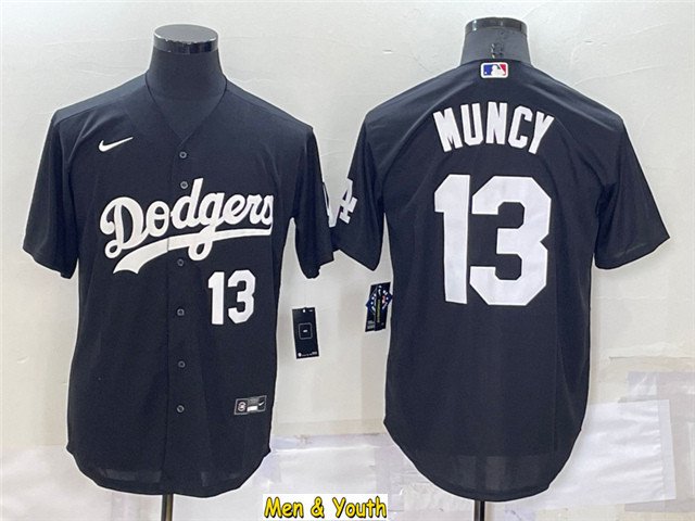 men's & youth Baseball Team Uniform #13 Max Muncy Jerseys Black Turn Back The Clock CoolBase Shirts
