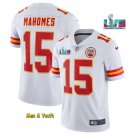 men's & youth Football Team Uniform #15 Patrick Mahomes Jersey White Super Bowl LVII Game Shirts