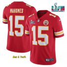 men's & youth Football Team Uniform #15 Patrick Mahomes Jersey Red Super Bowl LVII Game Shirts