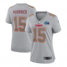 Women's Football Uniform #15 Patrick Mahomes Jersey Gray Super Bowl LVII Atmosphere ladys Shirts