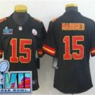 Women's Football Team Uniform #15 Patrick Mahomes Jersey Black Super Bowl LVII Game ladys Shirts