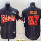 men's & youth Football Uniform #87 Travis Kelce Jersey Black With Super Bowl LVII Baseball Shirts