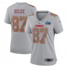 Women's Football Uniform #87 Travis Kelce Jersey Gray 2023 Super Bowl LVII Atmosphere ladys Shirts