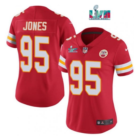 Women's Football Team Uniform #95 Chris Jones Jersey Red 2023 Super Bowl LVII Game ladys Shirts
