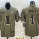men's & youth Football Team Uniform #1 Jalen Hurts Jerseys 2022 Olive Salute Service League Shirts