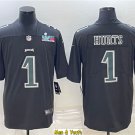 men's & youth Football Team Uniform #1 Jalen Hurts Jerseys Black Super Bowl LVII Game Fashion Shirts