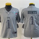 Youth Football Team Uniform #1 Jalen Hurts Jerseys Gray 2023 Super Bowl LVII Atmosphere kids Shirts