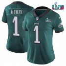 Women's Football Team Uniform #1 Jalen Hurts Jersey Green 2023 Super Bowl LVII Game ladys Shirts