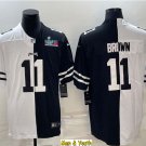 men's & youth Football Uniform #11 A.J. Brown Jerseys Black/White Split 2023 Super Bowl LVII Shirts