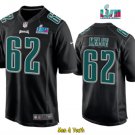 men's & youth Football Uniform #62 Jason Kelce Jerseys Black Super Bowl LVII Game Fashion Shirts