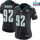 Women's Football Team Uniform #92 Reggie White Jerseys Black Super Bowl LVII Game ladys Shirts