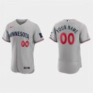 men's & youth Baseball Twins Uniform #00 Custom Jerseys 2023 Gray Pinstripe FlexBase Game Shirts