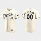 men's & youth Baseball Twins Uniform #00 Custom Jerseys 2023 Alternate Cream FlexBase Game Shirts