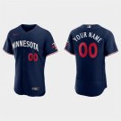 men's & youth Baseball Twins Uniform #00 Custom Jerseys 2023 Navy Alternate FlexBase Game Shirts