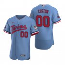 men's & youth Baseball Twins Uniform #00 Custom name number Jerseys Blue 60th Season Game Shirts