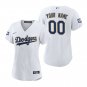 women's Baseball Dodgers Uniform #00 Custom Jerseys White/Gold Program CoolBase Game ladys Shirts
