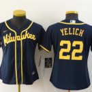 women's Baseball Team Uniform #22 Christian Yelich Jerseys Navy Alternate CoolBase Game ladys Shirts