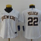 women's Baseball Uniform #22 Christian Yelich Jerseys White Alternate CoolBase Game ladys Shirts