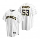men's & youth Baseball Uniform #53 Brandon Woodruff Jerseys White Alternate CoolBase Game Shirts