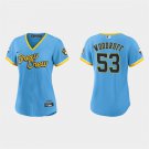 women's Baseball Uniform #53 Brandon Woodruff Jerseys Blue 2022 City Connect CoolBase ladys Shirts