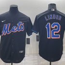 men's & youth Baseball Uniform #12 Francisco Lindor Jerseys Black Alternate CoolBase Game Shirts