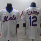 men's & youth Baseball Team Uniform #12 Francisco Lindor Jerseys White Cooperstown V Neck Shirts