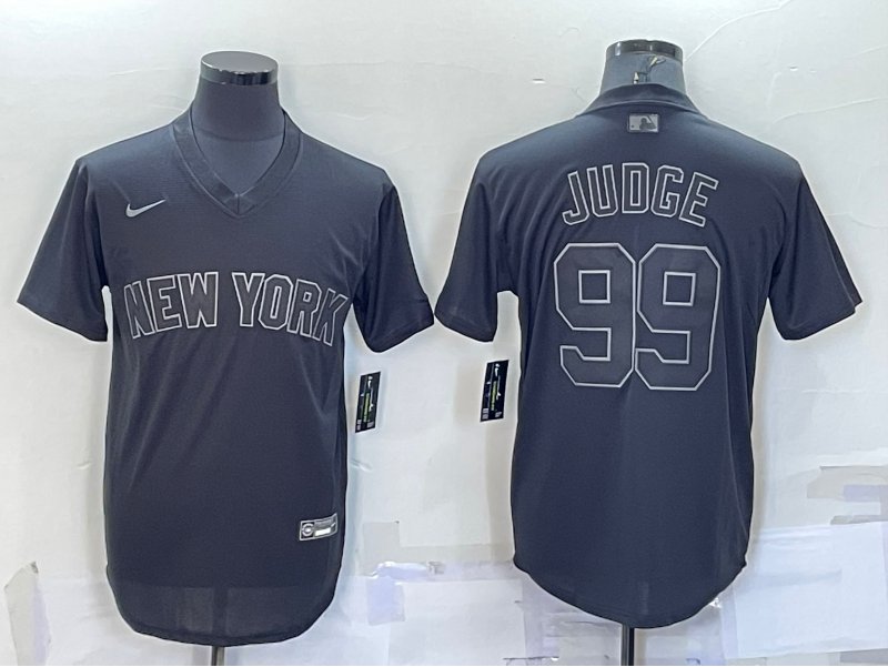 men's & youth Baseball Team Uniform #99 Aaron Judge Jerseys Black Pitch Fashion V Neck Shirts