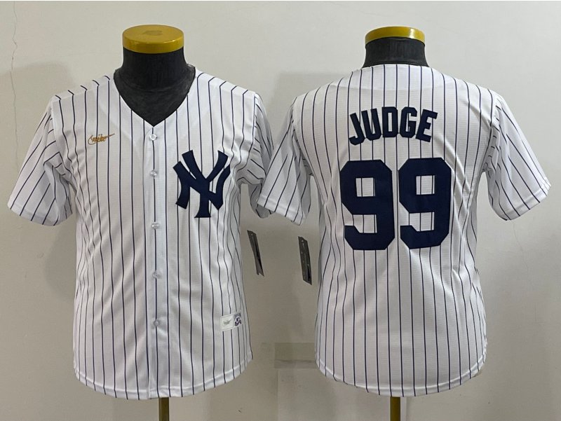 Youth Baseball Team Uniform #99 Aaron Judge Jerseys White Cooperstown CoolBase Player kids Shirts